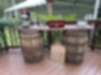 whiskey barrel table rental, rustic barrel table wedding, double barrel dessert table, rustic bar table rental Florida