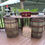 Thumbnail: whiskey barrel table rental, rustic barrel table wedding, double barrel dessert table, rustic bar table rental Florida