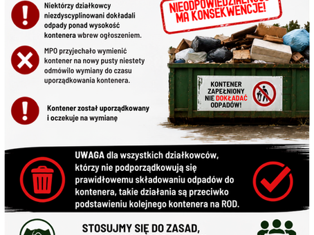 Kontener na odpady wielkogabarytowe- WAŻNY KOMUNIKAT