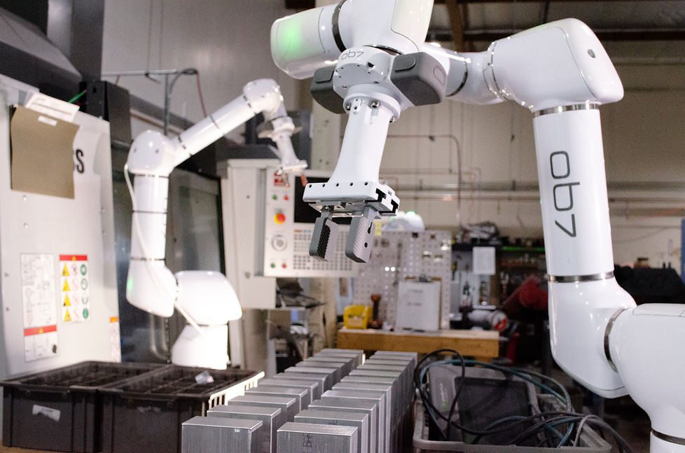 OB7 Robot is shown in a factory working