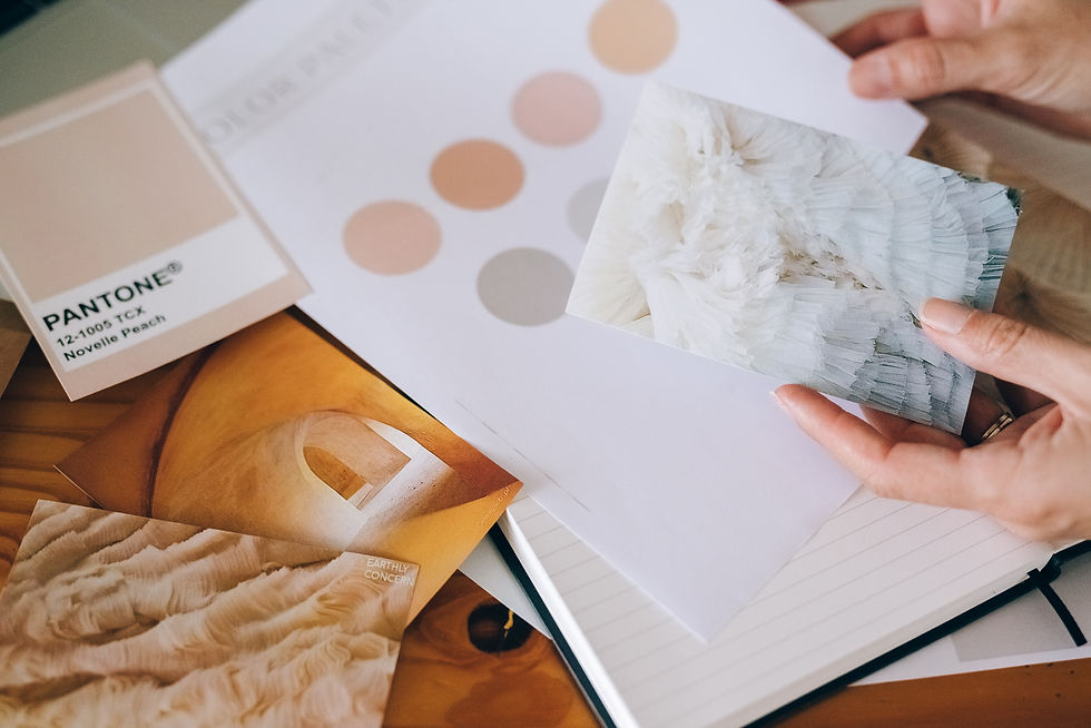Mood board with different paint options and textures