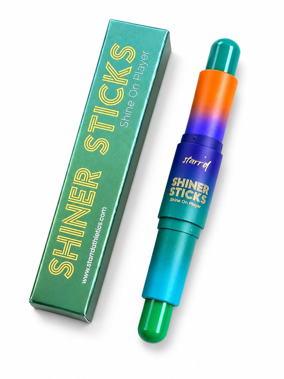 starr'd athletics shiner sticks color sunscreen spf30 eyeblack with moisturizer mineral-based green teal