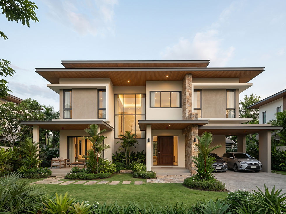 แบบบ้าน 2 ชั้น Modern Tropical Luxury Classic | 25Design กรุงเทพ