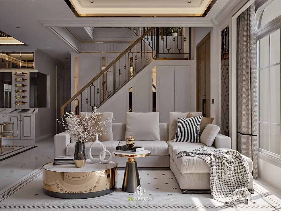 Layout ห้องนั่งเล่น จัดวางโซฟา TV | 25Design กรุงเทพ