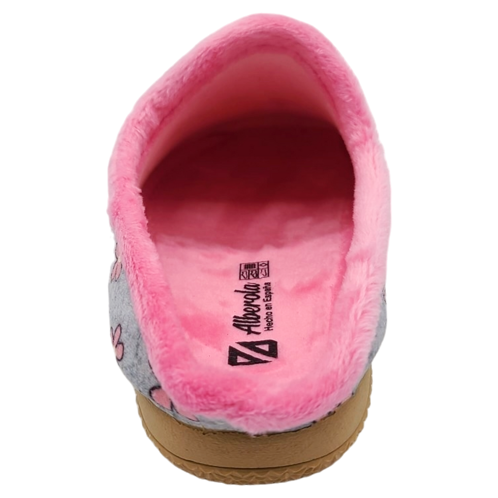Miniaturbild: ALBEROLA (E)  KINDER HAUSSCHUH / PANTOFFEL HELLE SOHLE BIENE BLUMEN ROSA X31040A