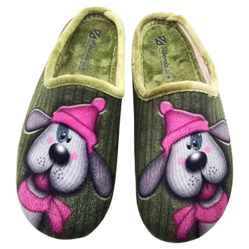 Alberola Hausschuhe Mit Katzen-Motiv - Graue Pantoffeln Mit Herzkette