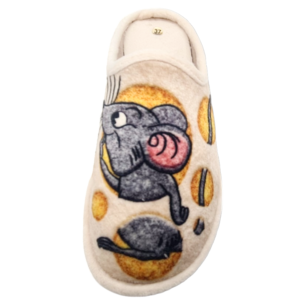 Miniaturbild: The Pool (E) Hausschuh / Pantoffel Damen Beige Filzsohle 350/8 Mäusepaar