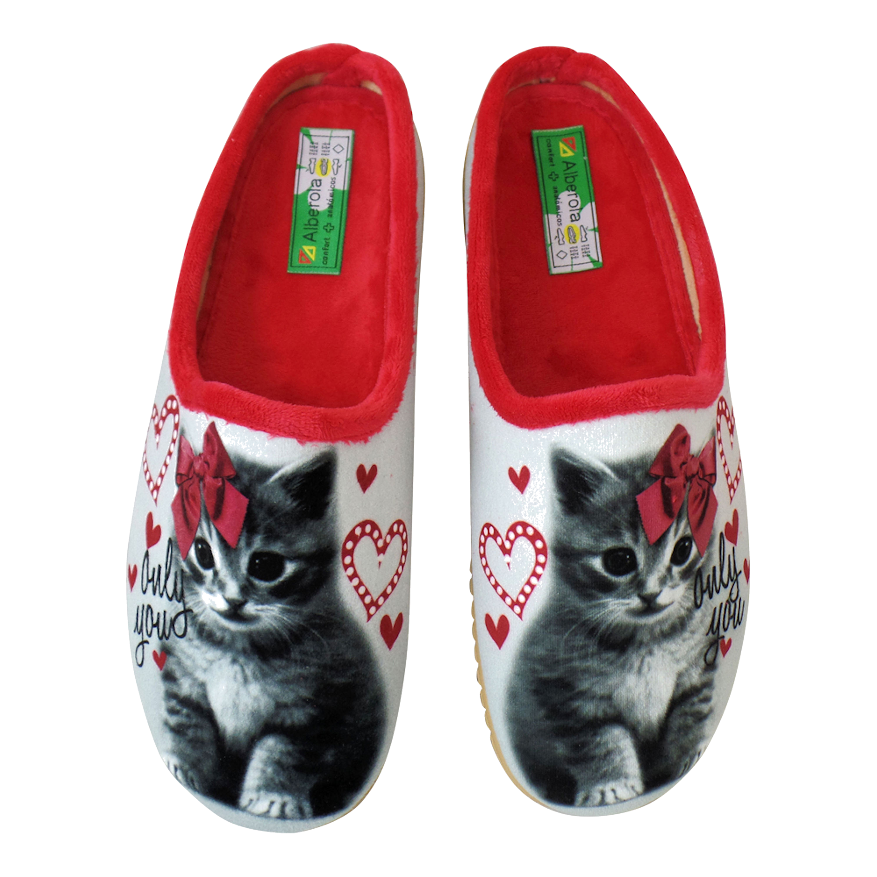 ALBEROLA HAUSSCHUH / PANTOFFEL KATZE MIT GLITZER A4844