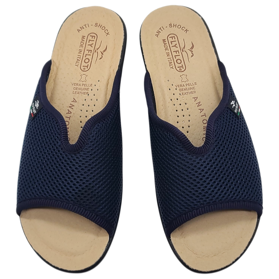 Miniaturbild: FLY FLOT PANTOFFEL / HAUSSCHUH HELLE SOHLE Offen BluT4-429-FE