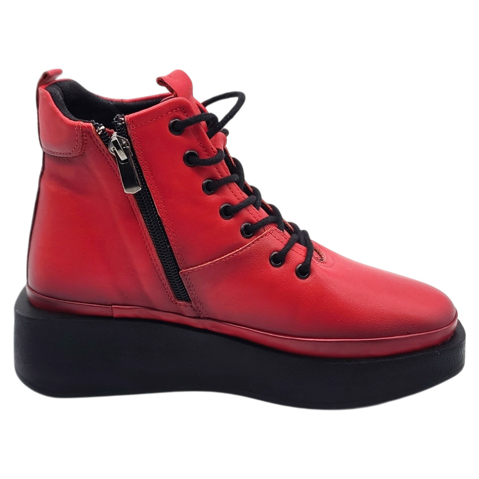 Miniaturbild: Artiker (E) Stiefelette / Leder Boots Rot/Schwarz gebrusht 55C0948