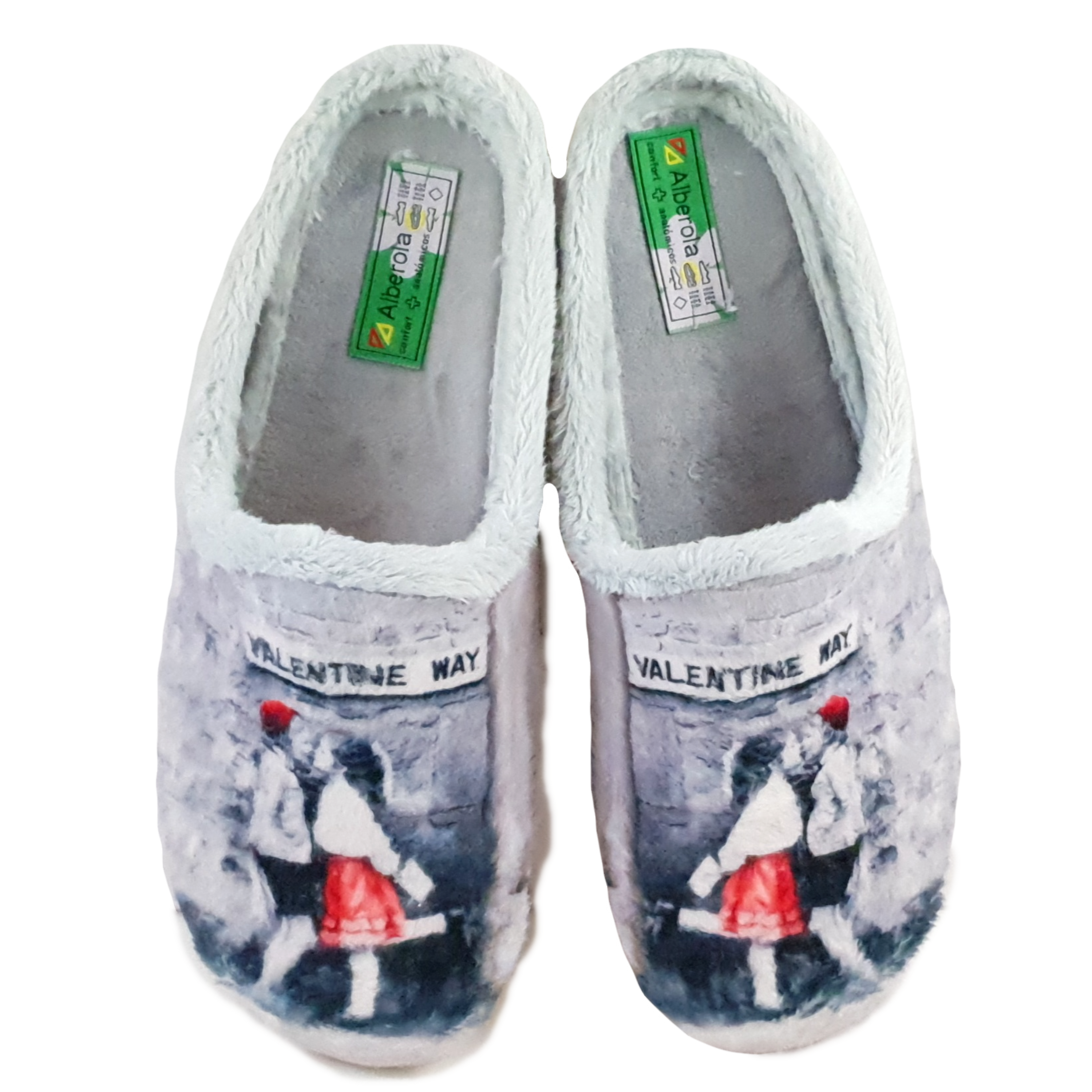 ALBEROLA (E) HAUSSCHUHE PANTOFFEL A23368A BANKSY VALLENTINE WAY PLÜSCH