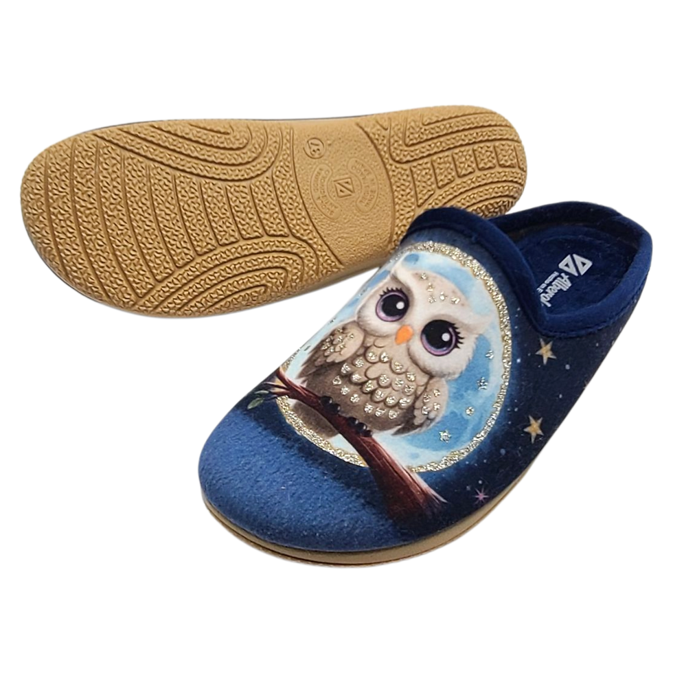 Miniaturbild: ALBEROLA (E) HAUSSCHUH/PANTOFFEL HELLE SOHLE EULE -  Zweig Glitzer X32162A