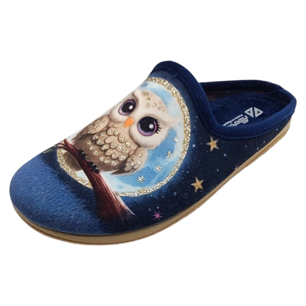 Miniaturbild: ALBEROLA (E) HAUSSCHUH/PANTOFFEL HELLE SOHLE EULE -  Zweig Glitzer X32162A
