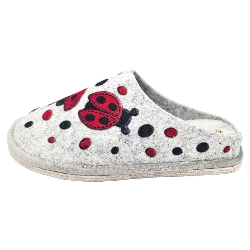 Miniaturbild: The Pool (E) Hausschuh / Pantoffel Damen Grau Filzsohle 340/34 Marienkäfer