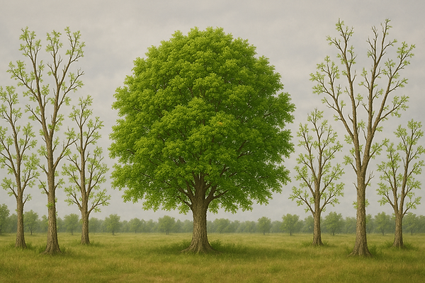 1 healthy Ash tree among the half dead