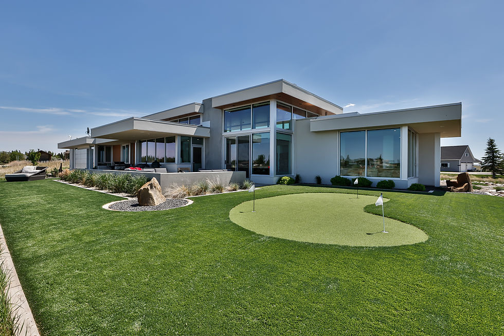 Modern home with putting green