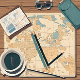 table of a person planning a trip, with a map, notebook with pencils and checklist of items.jpg