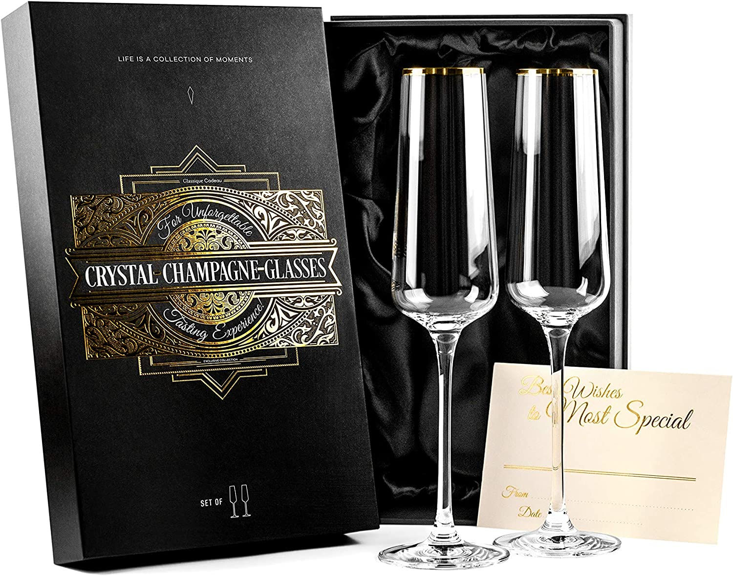 Crystal Champagne Glasses gift set