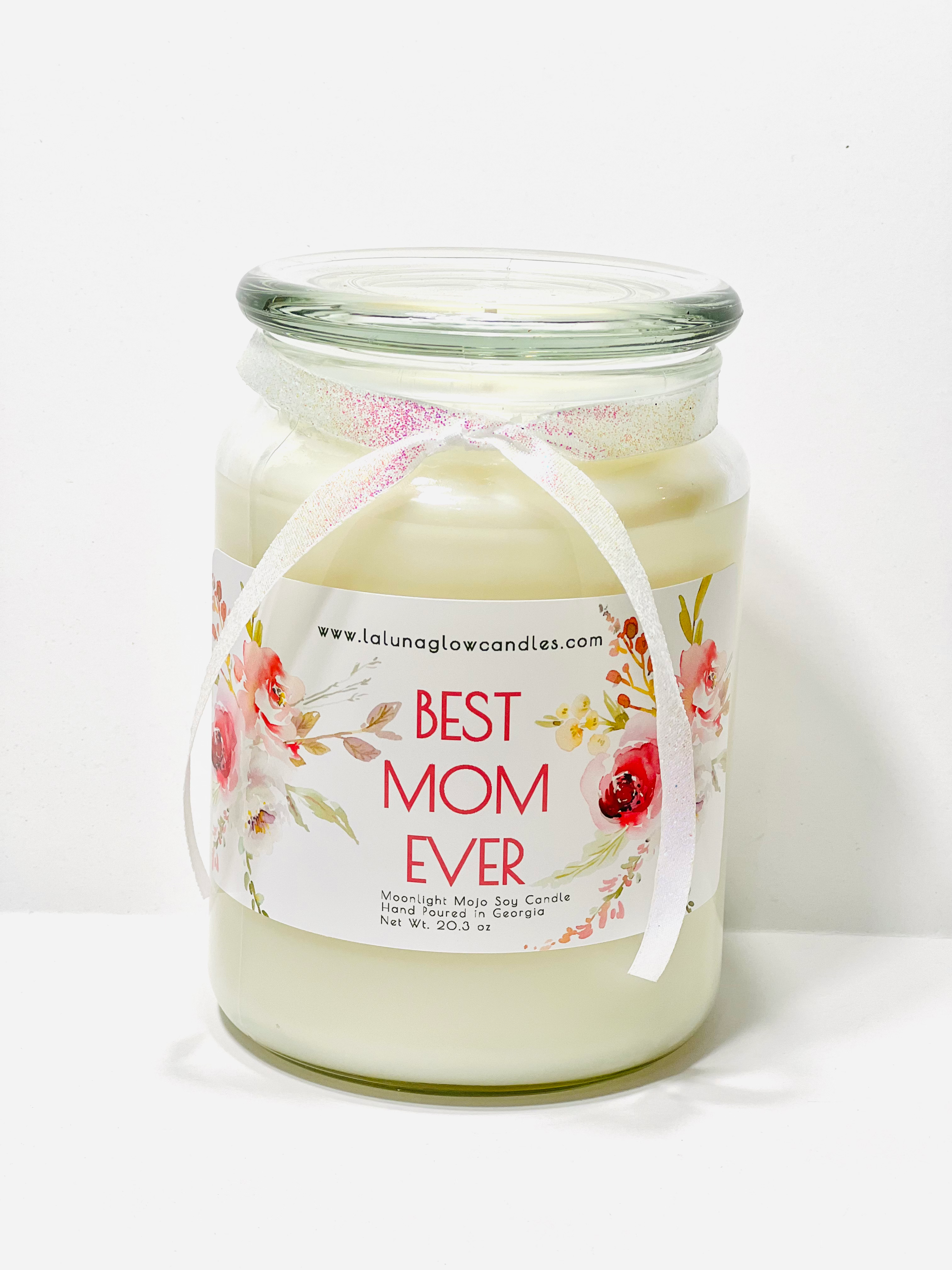 Best Mom Ever Succulent Candle w/ Iridescent Ribbon - 23 oz