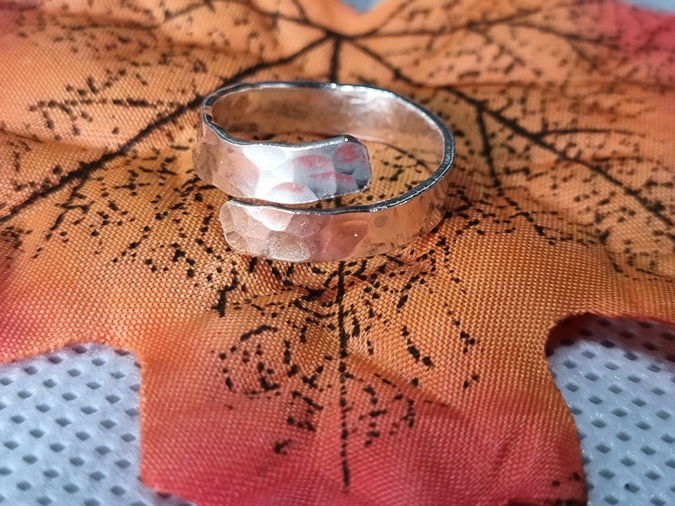 Thumbnail: Wrap Round Adjustable Hammered Sterling Silver Ring 