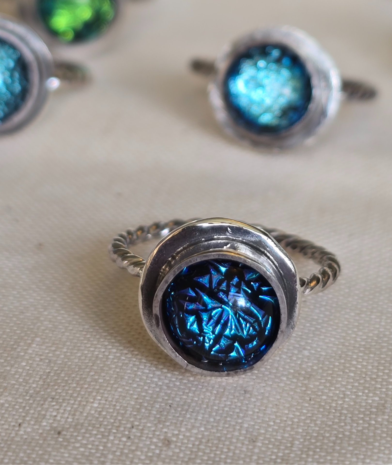 Sterling Silver Dichroic Glass Ring