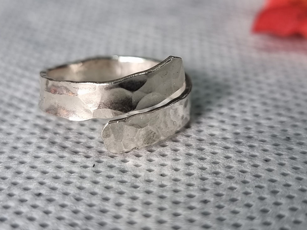 Thumbnail: Wrap Round Adjustable Hammered Sterling Silver Ring 
