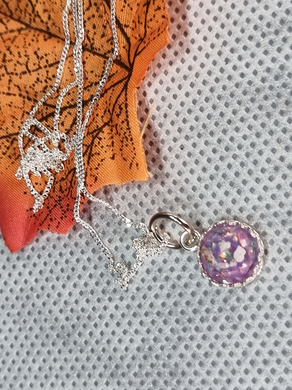 Thumbnail: "Agatha" Resin Cabochon Memorial Necklace: