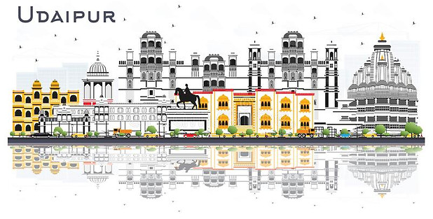 udaipur-india-city-skyline-color-buildings-reflections-isolated-white-vector-illustration-