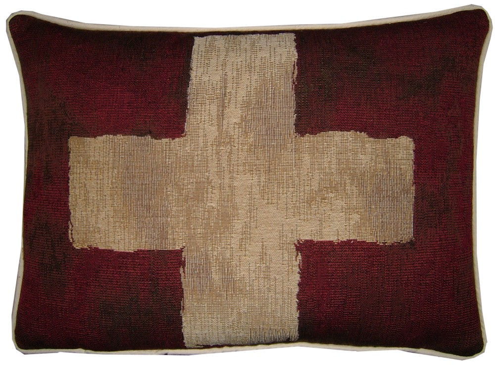 Vintage Style Swiss Flag Tapestry Oblong Cushion Cover