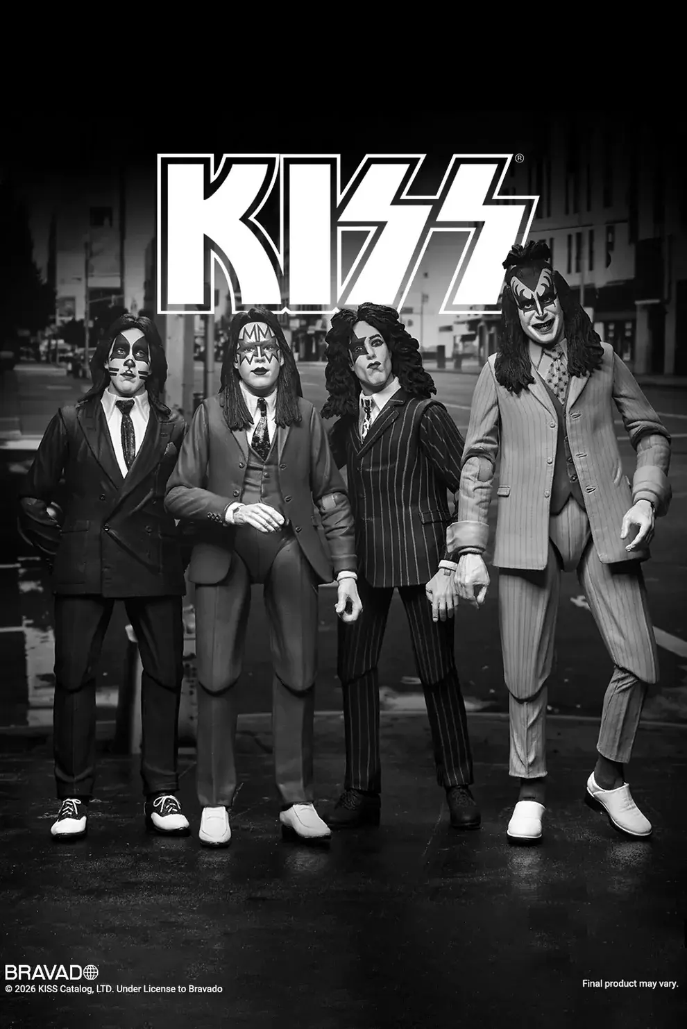 KISS 7" Scale Ultimate Action Figure 4 Pack - Dressed To Kill Album Cover