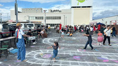 ルララこうほく/ アウトドアチョークアート/ チョークアート号/ ダンボールトレイン/ 神奈川県横浜市/ ＃神奈川県 ＃ファミリーイベント #アートイベント