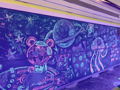 ららぽーと安城/ アウトドアチョークパーク/ CHALK JAM/ 参加型巨大チョークアート/ ネオンチョークアート/ダンボールトレイン / ダンボールハウス/ フェイスペイント/ 愛知県安城市/ #愛知県 #ファミリーイベント #アートイベント