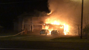 Two-story home goes up in flames in Ridgeway