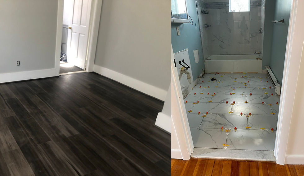 Color Works flooring installation with hardwood and bathroom tile projects
