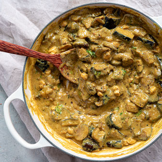 peanut satay aubergine & mushroom curry