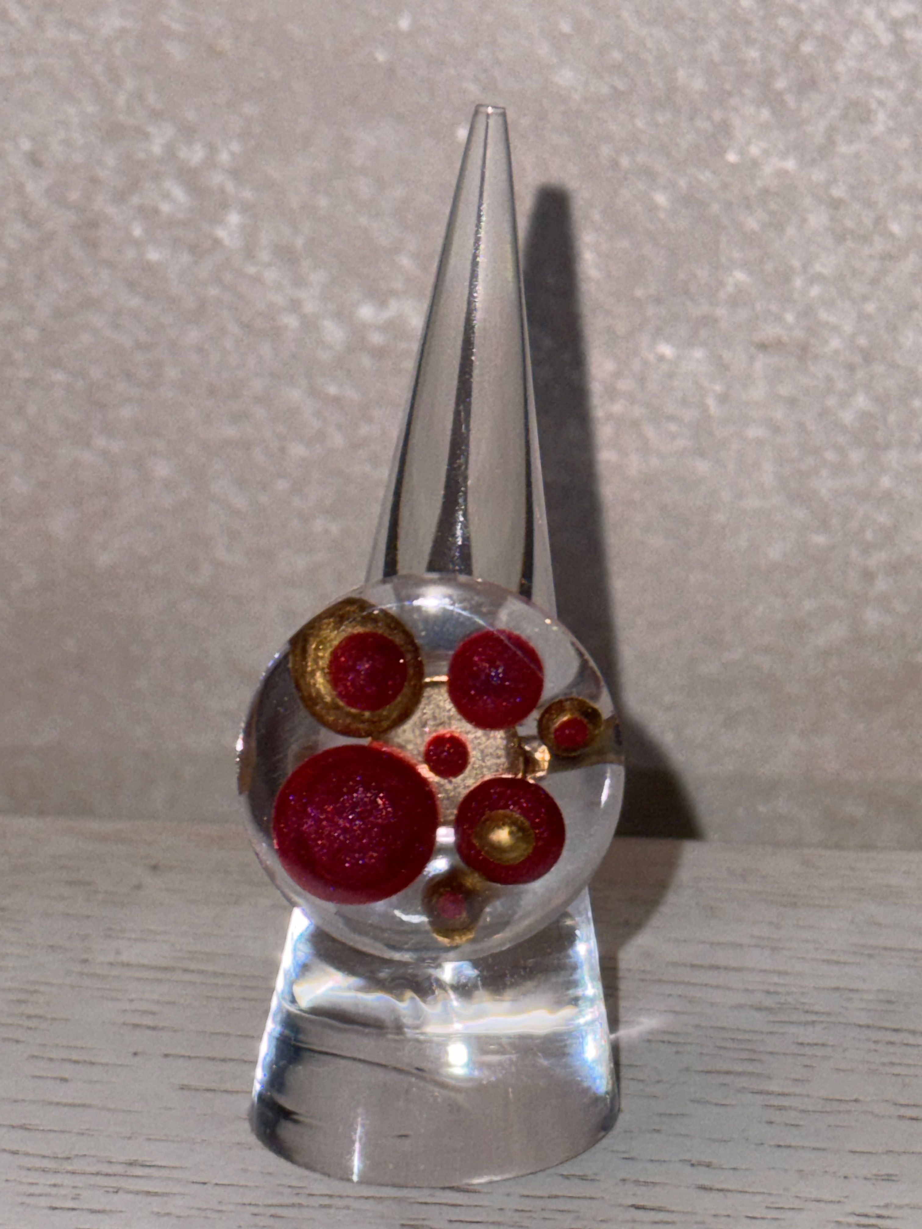 Bague ronde plate colorée en résine époxy – Pièce artisanale unique