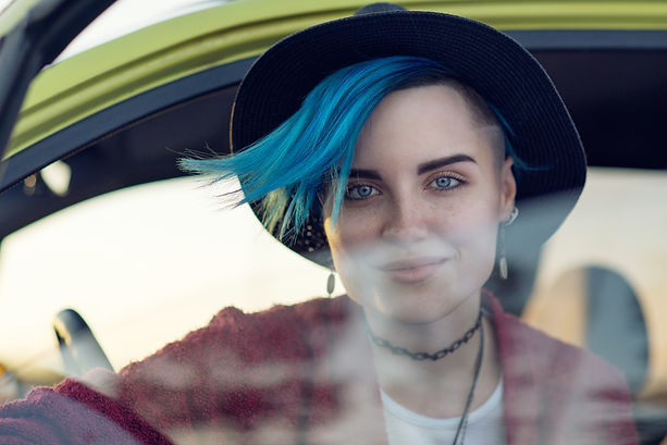 short blue hair