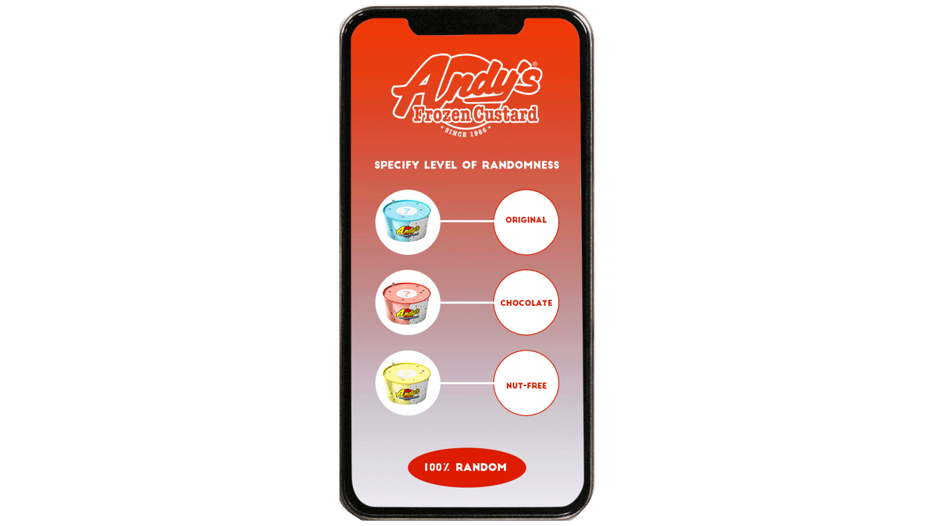 Andys Frozen Custard App Mockup