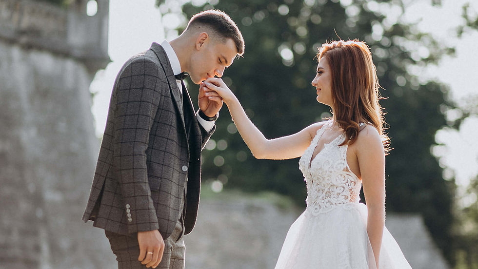 Young couple during an outdoor marriage photo session