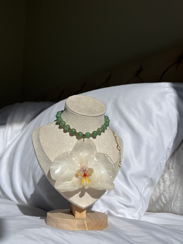 White Jumbo Orchid Necklace -Real Flowers Preserved in Resin