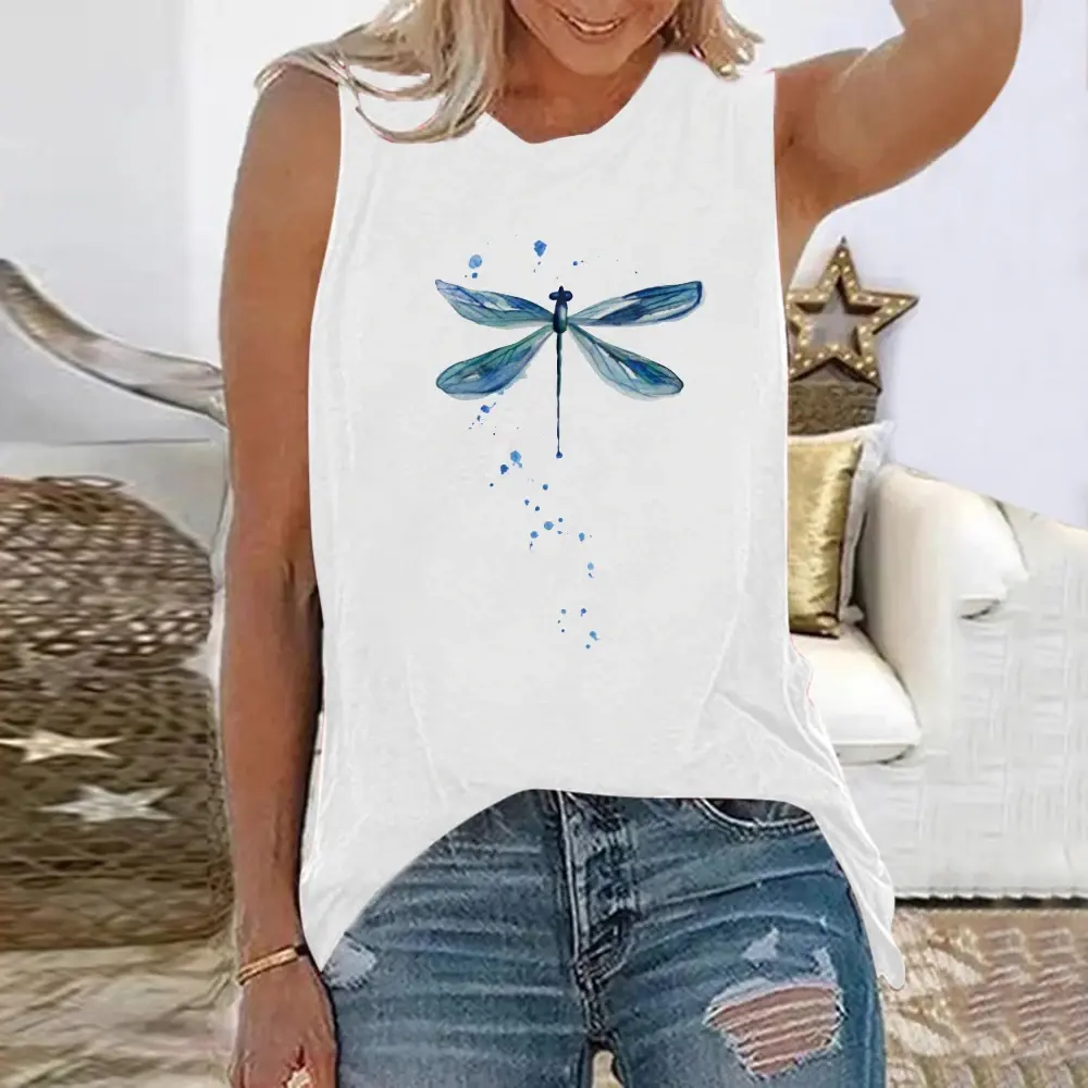 Seeyoushy Blue Dragonfly T Shirt Sleeveless
