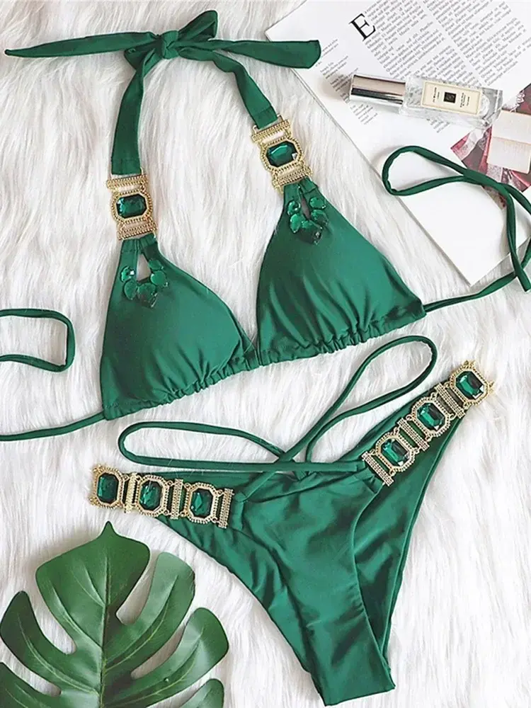 Thumbnail: Sexy Halter Crystal Diamond Bikini 2025