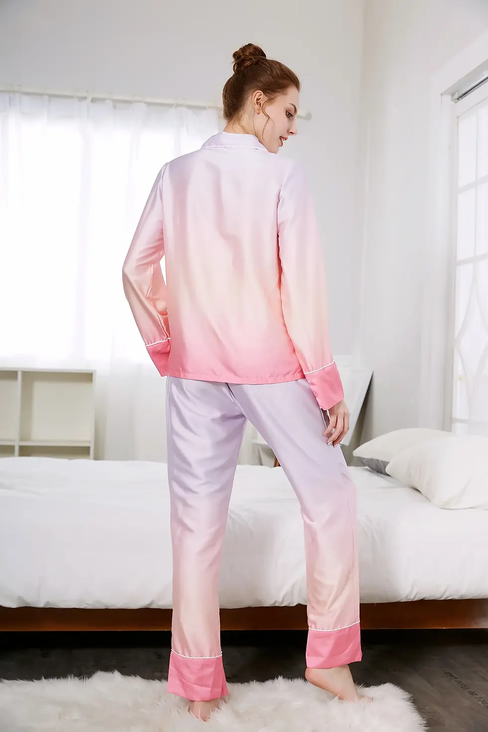 Thumbnail: Silky Pajama Set With Headband Pants Pajamas Set