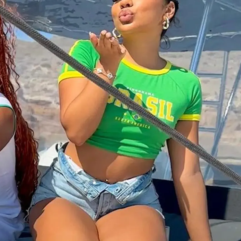 Thumbnail: Women Brazil Crop T-Shirt "Altinha" Style