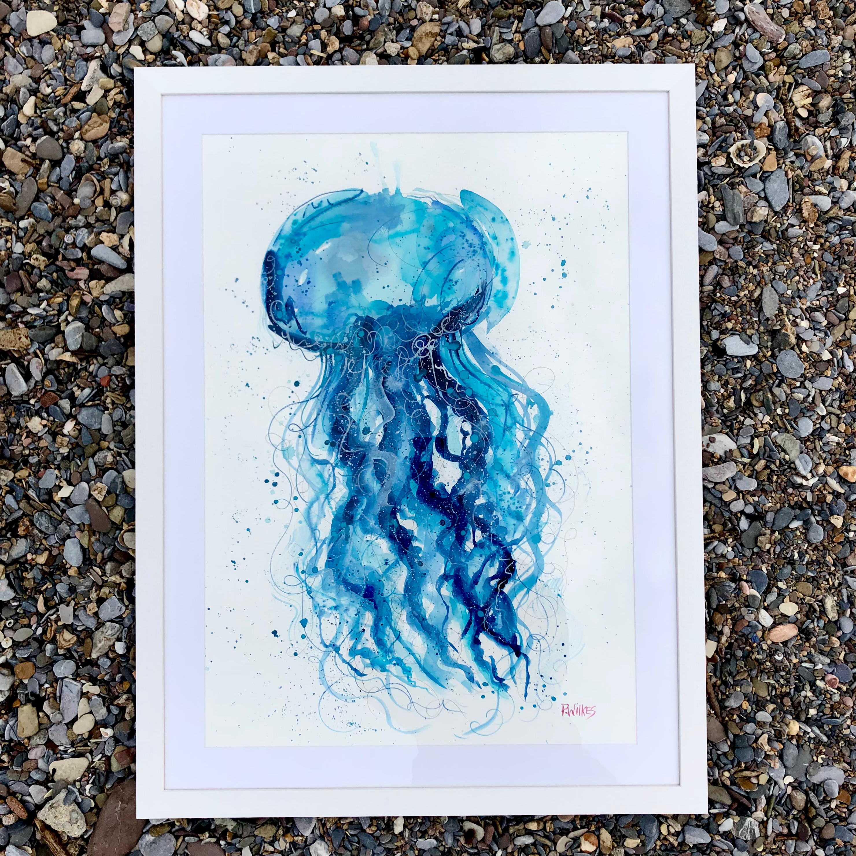 Blue jelly fish watercolour original