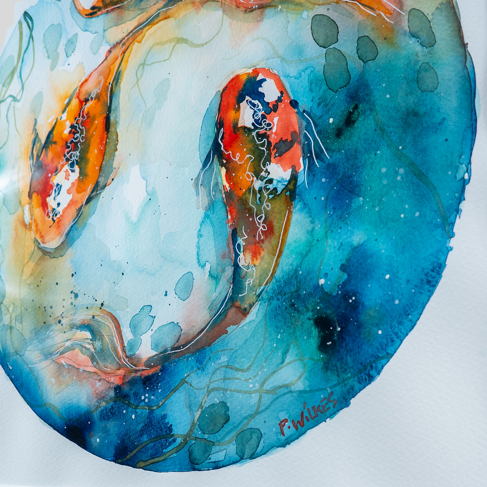 Thumbnail: Swimming Koi Fish Original Watercolour