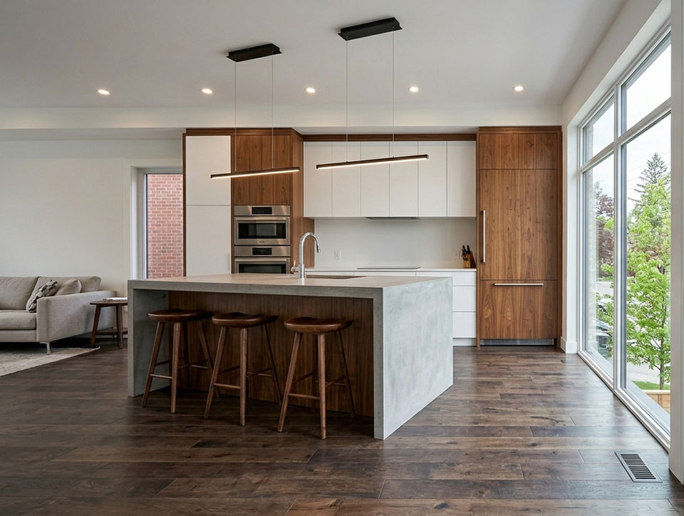 Modern kitchen in toronto with kitchen island