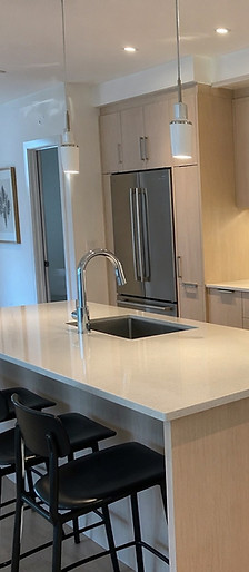 Modern kitchen condo renovations toronto with light wood cabinets