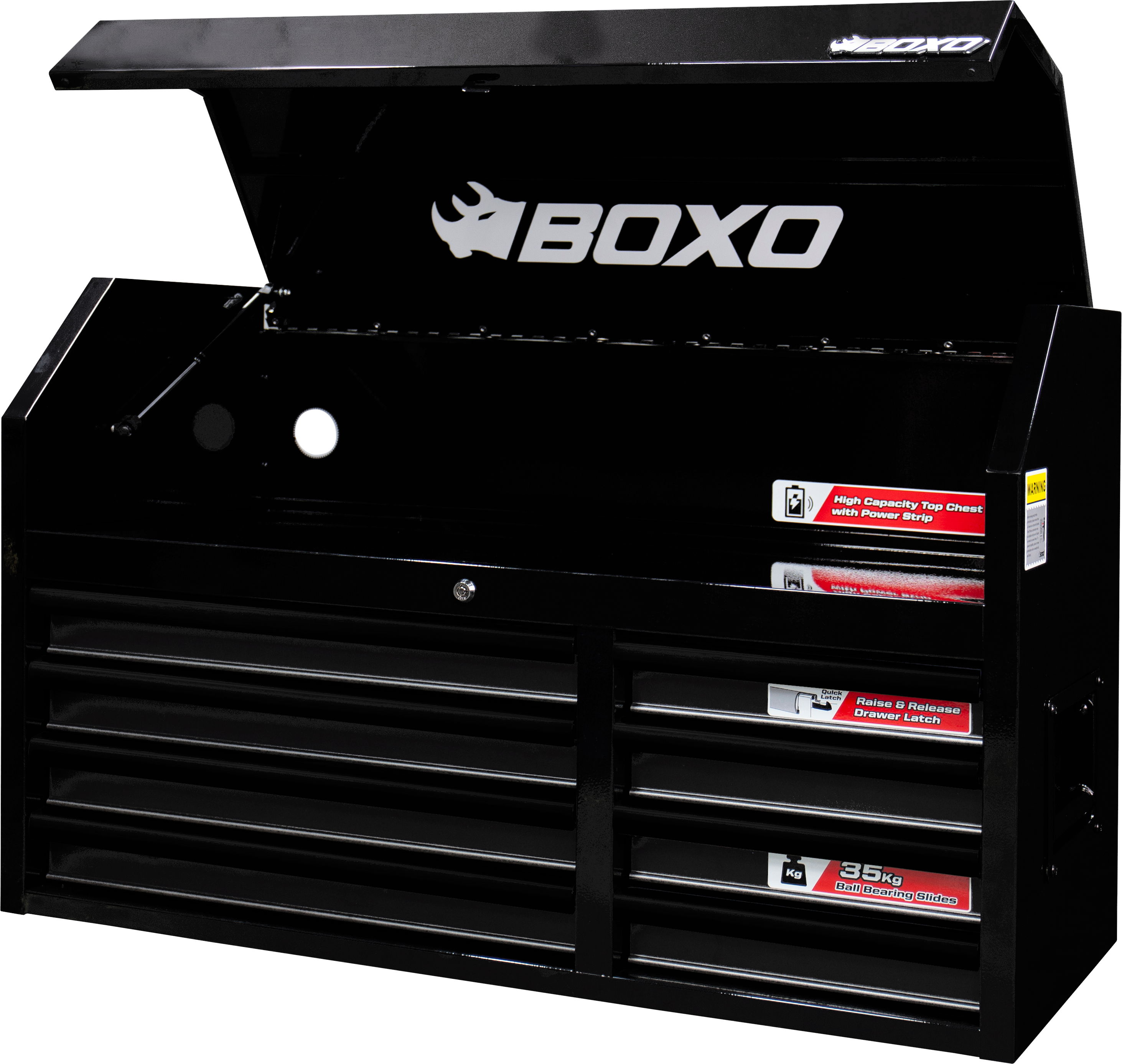 41" 8 Drawer Top Box with Drawer Trim Pack - Black Body/Black Anodized Trims