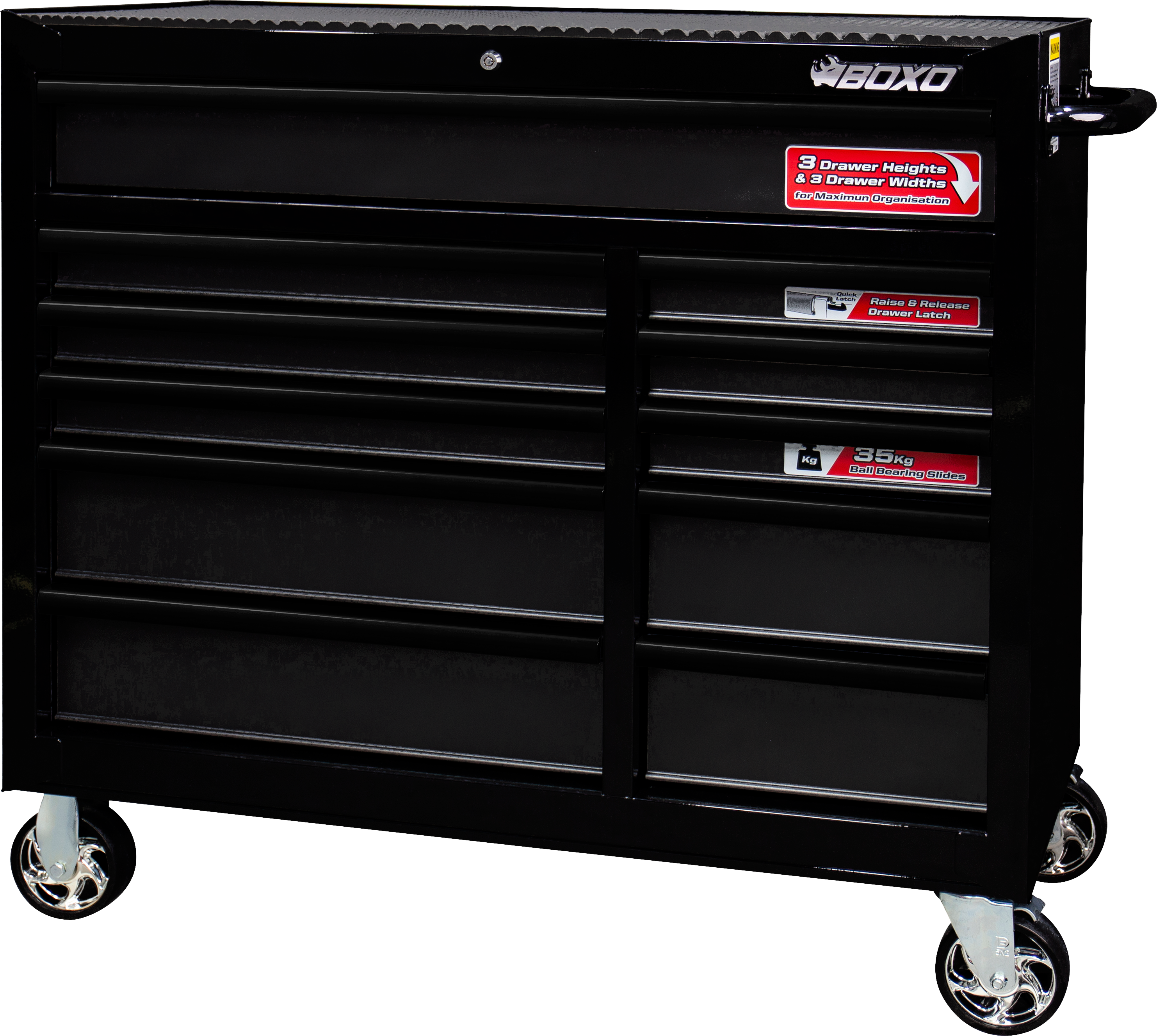41" 11 Drawer Roll Cab - Black Body/Black Anodized Trims